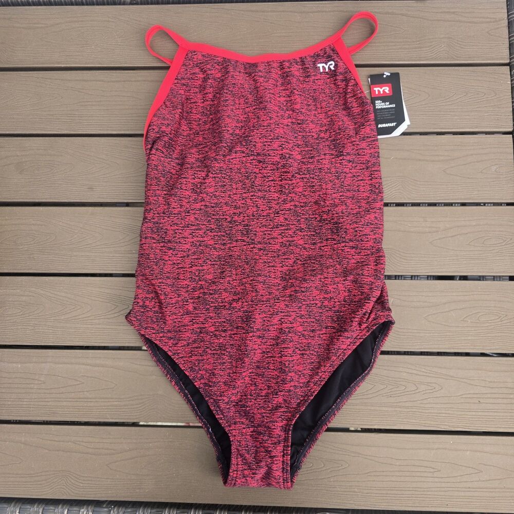 TYR Women Durafast Elite Red Lapped Diamondfit One Piece Women Swim Sz 38 New